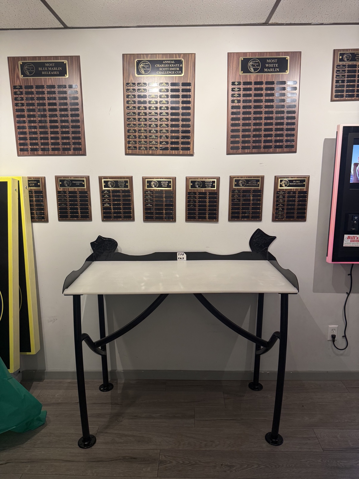 Custom fish cleaning table with TPR Fab logo plate